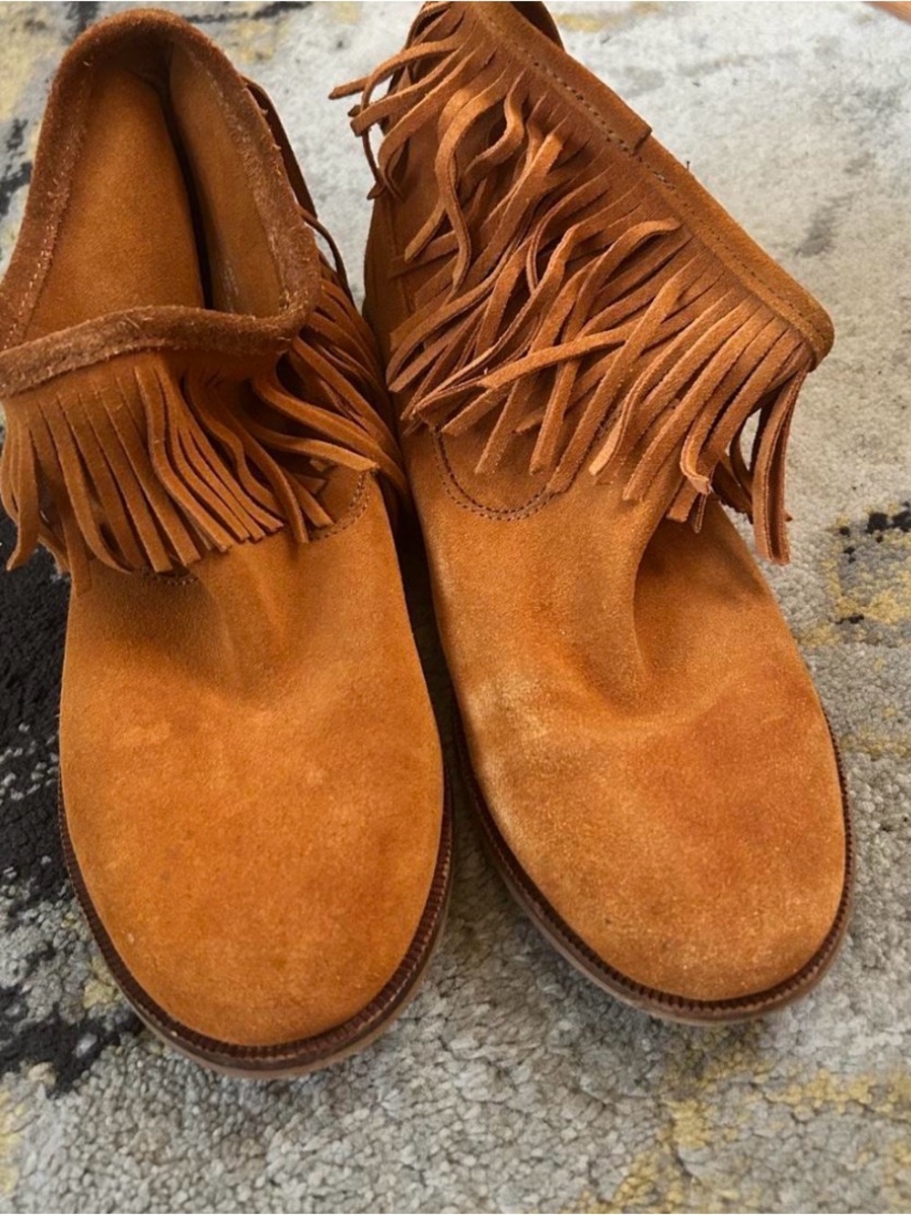 Zara Rust Suede Fringe Ankle Booties